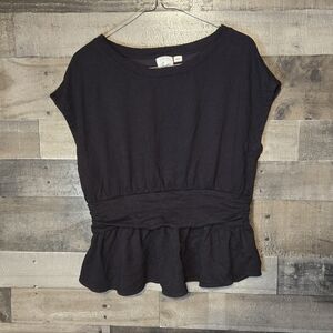 Pilcro and the Letterpress Black Peplum Waist Tee
